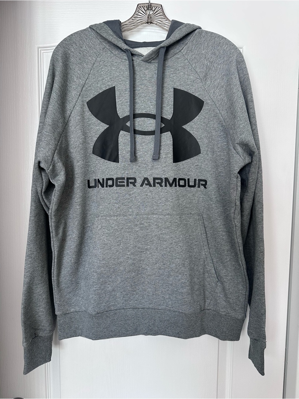 Under Armour Gray Pullover Hoodie with Black Logo